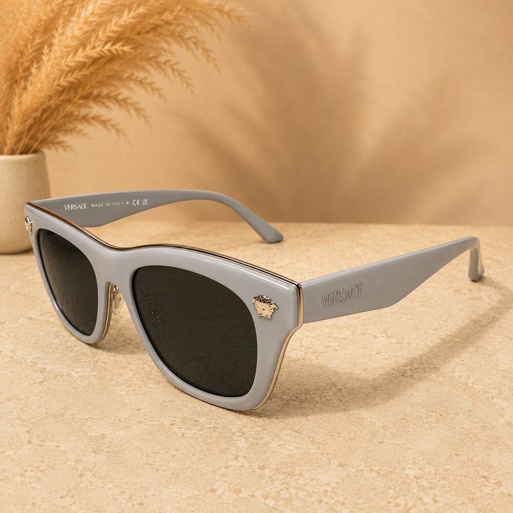Versace VE2272 314/87 White Square Sunglasses Dark Grey Lenses - Picture 4 of 4